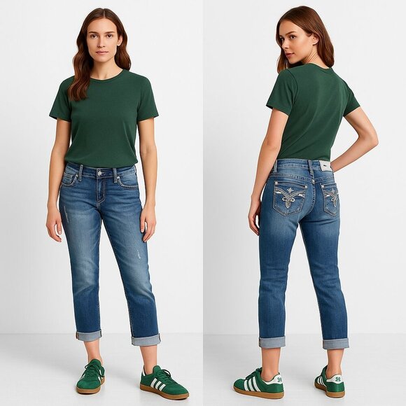 ROCK REVIVAL⚜️ Noelle Low Rise Capri Jeans 🤘👖 Size 27 - Picture 4 of 16